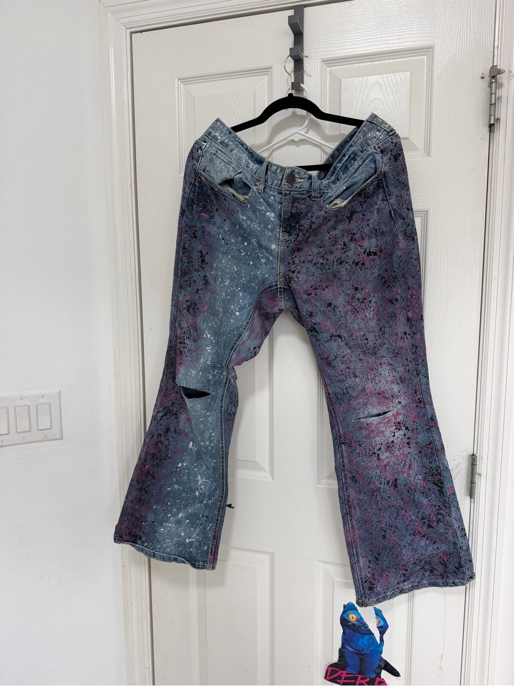 Maurices Women's Wide-Leg Painted Jeans in Purple and Blue
